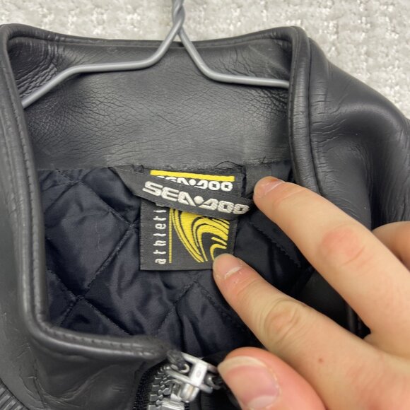VTG Sea-doo Bombardier Racing Biker Neoprene Jacket Quilted Black Men S Jet Ski - Picture 5 of 14
